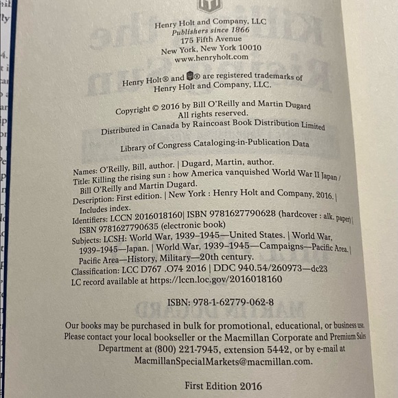 Killing the Rising Sun Book Written By Bill O’Reilly and Martin Dugard - Picture 9 of 16